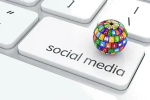 Real estate agent using social media on a smartphone to reach a wider audience of property buyers