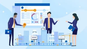 Real estate agent using CRM software to manage client leads