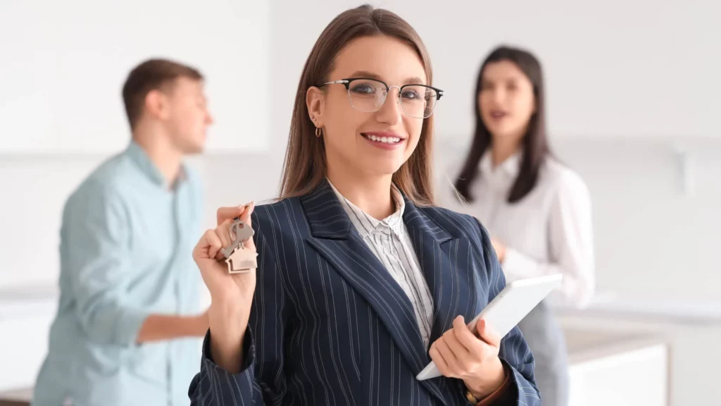 Real estate agent using the Ziba Property app on a smartphone