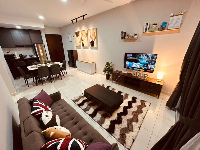 Modern Condominium Living Room in Kuala Lumpur Furnished modern condominium living room, typical of luxury homes in Mont Kiara and Bangsar, Kuala Lumpur